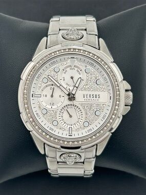 Versus Versace Silver Crystal-Accented Stainless Steel Watch